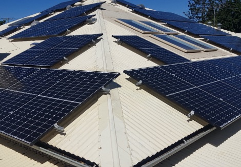 Roof with a solar power system installed.