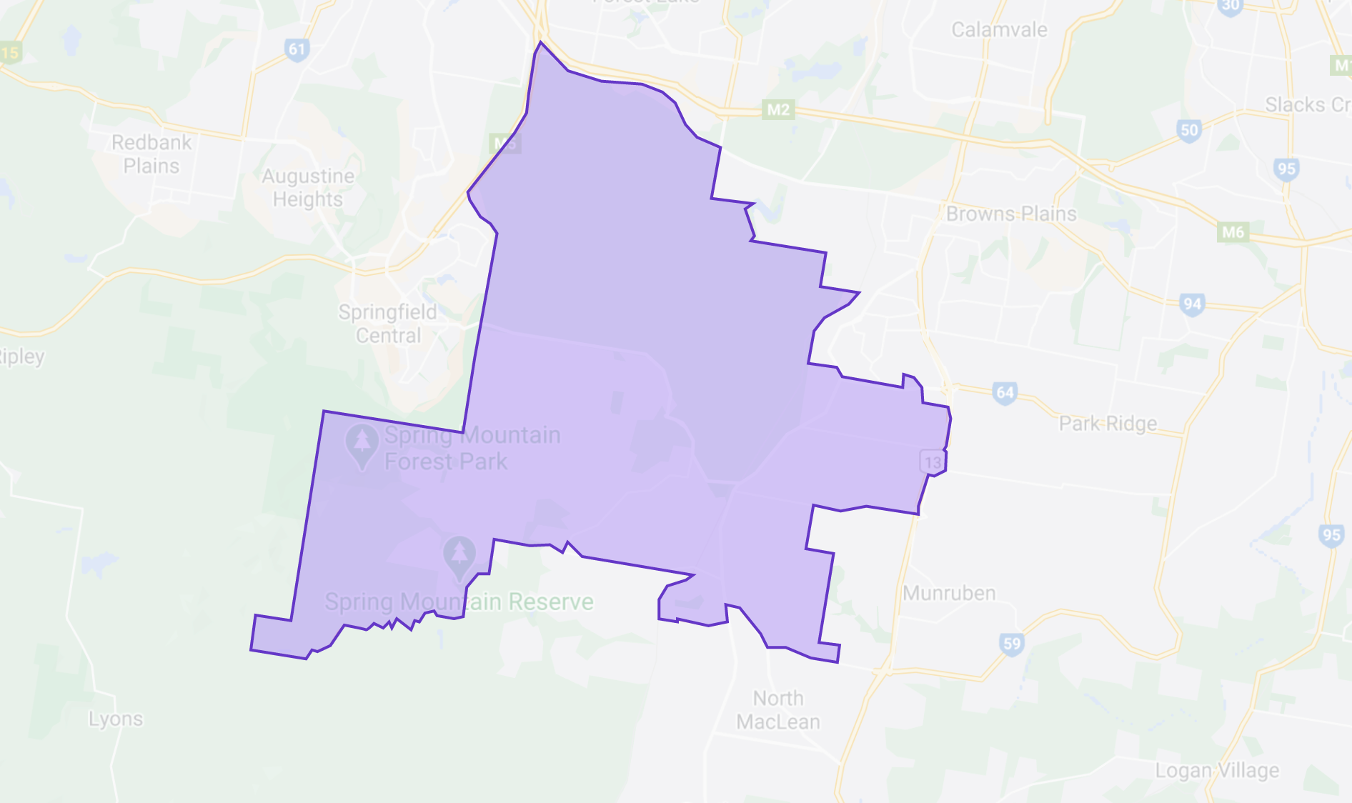 Purple map highlighting an area
